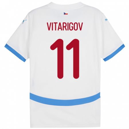 Kandiny Férfi Csehország Arsen Vitarigov #11 Fehér Idegenbeli Jersey 24-26 Mez Póló Ing