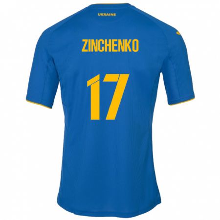 Kandiny Férfi Ukrajna Oleksandr Zinchenko #17 Kék Idegenbeli Jersey 24-26 Mez Póló Ing