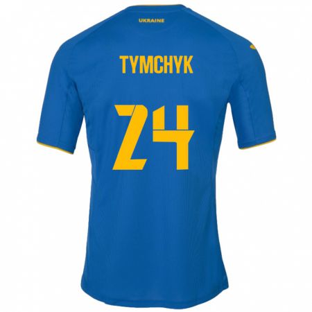 Kandiny Férfi Ukrajna Oleksandr Tymchyk #24 Kék Idegenbeli Jersey 24-26 Mez Póló Ing