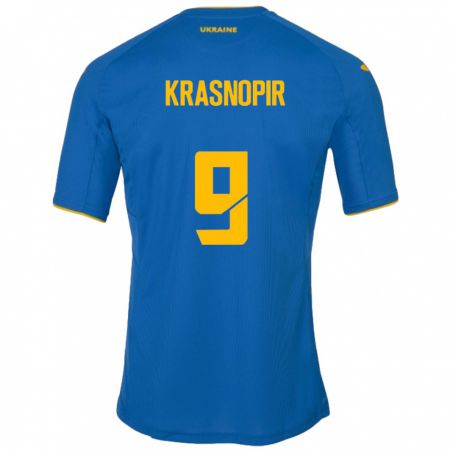 Kandiny Férfi Ukrajna Igor Krasnopir #9 Kék Idegenbeli Jersey 24-26 Mez Póló Ing