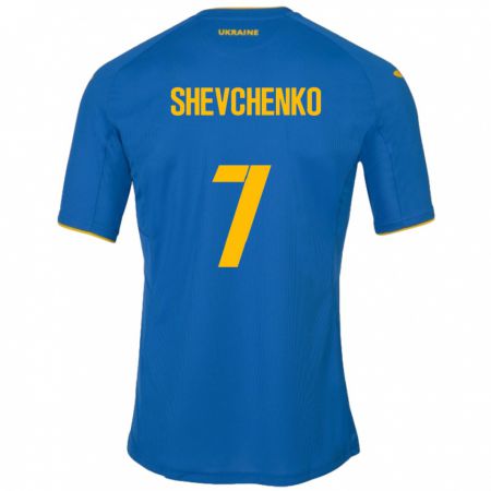 Kandiny Férfi Ukrajna Kristian Shevchenko #7 Kék Idegenbeli Jersey 24-26 Mez Póló Ing