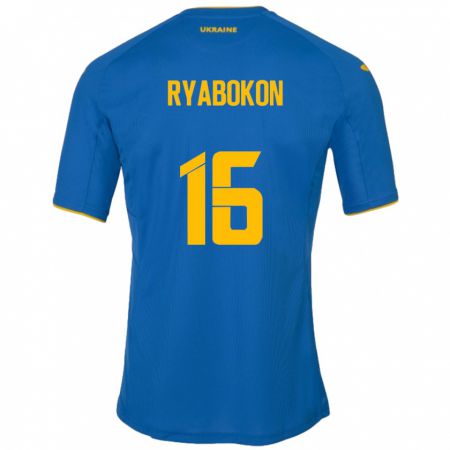 Kandiny Férfi Ukrajna Yevgeniy Ryabokon #16 Kék Idegenbeli Jersey 24-26 Mez Póló Ing