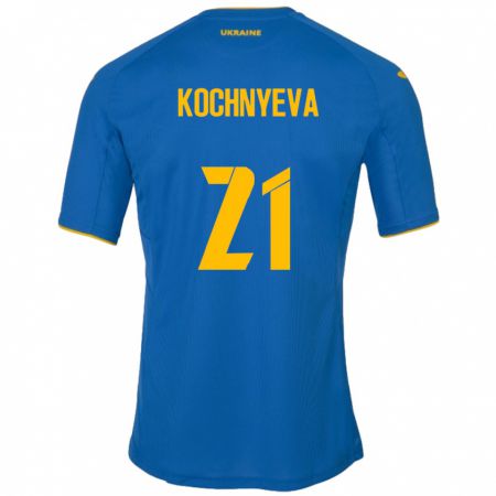 Kandiny Férfi Ukrajna Iryna Kochnyeva #21 Kék Idegenbeli Jersey 24-26 Mez Póló Ing