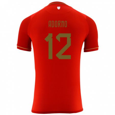 Kandiny Férfi Bolívia Carlos Adorno #12 Piros Idegenbeli Jersey 24-26 Mez Póló Ing