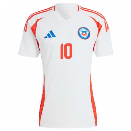 Kandiny Férfi Chile Alexis Sánchez #10 Fehér Idegenbeli Jersey 24-26 Mez Póló Ing