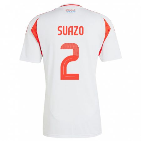 Kandiny Férfi Chile Gabriel Suazo #2 Fehér Idegenbeli Jersey 24-26 Mez Póló Ing