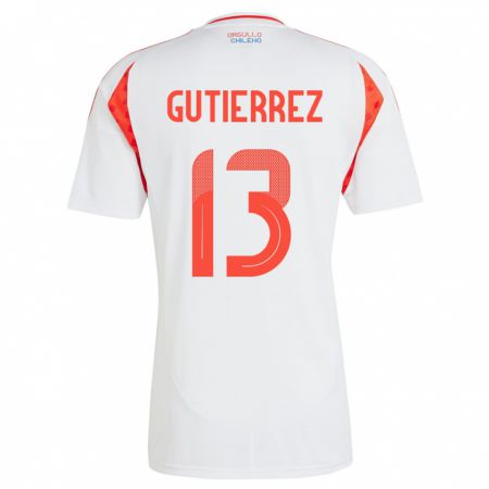 Kandiny Férfi Chile Daniel Gutiérrez #13 Fehér Idegenbeli Jersey 24-26 Mez Póló Ing