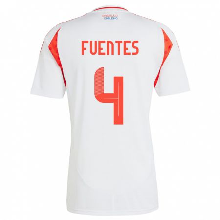 Kandiny Férfi Chile Karen Fuentes #4 Fehér Idegenbeli Jersey 24-26 Mez Póló Ing