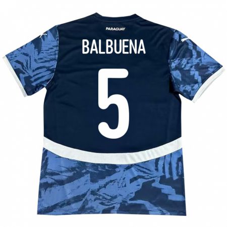 Kandiny Férfi Paraguay Fabián Balbuena #5 Kék Idegenbeli Jersey 24-26 Mez Póló Ing