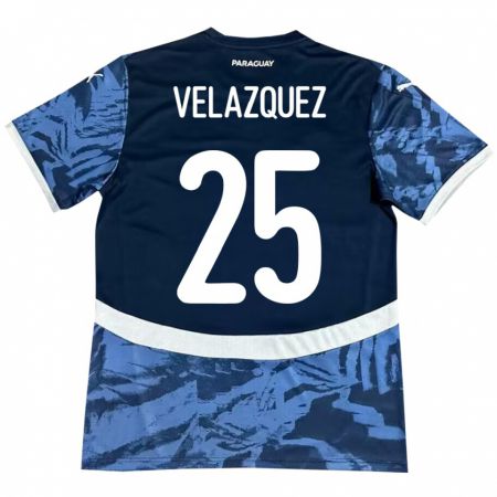 Kandiny Férfi Paraguay Gustavo Velázquez #25 Kék Idegenbeli Jersey 24-26 Mez Póló Ing