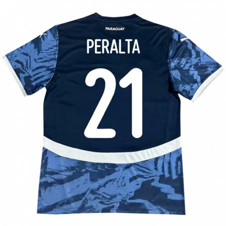 Kandiny Férfi Paraguay Fabrizio Peralta #21 Kék Idegenbeli Jersey 24-26 Mez Póló Ing