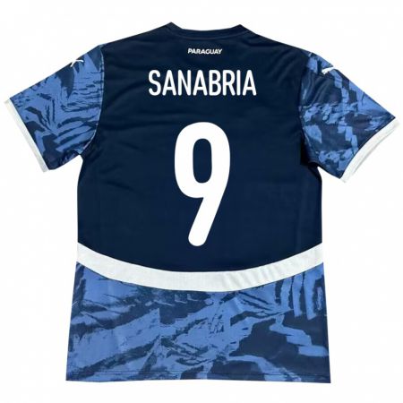 Kandiny Férfi Paraguay Antonio Sanabria #9 Kék Idegenbeli Jersey 24-26 Mez Póló Ing