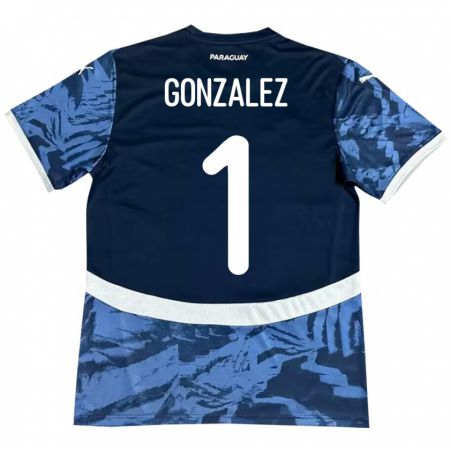 Kandiny Férfi Paraguay Ángel González #1 Kék Idegenbeli Jersey 24-26 Mez Póló Ing