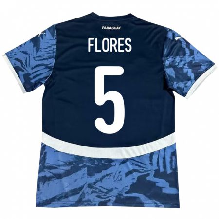 Kandiny Férfi Paraguay Gilberto Flores #5 Kék Idegenbeli Jersey 24-26 Mez Póló Ing