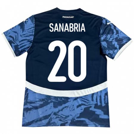 Kandiny Férfi Paraguay Tobías Sanabria #20 Kék Idegenbeli Jersey 24-26 Mez Póló Ing