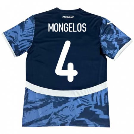 Kandiny Férfi Paraguay Rolando Mongelós #4 Kék Idegenbeli Jersey 24-26 Mez Póló Ing