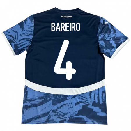 Kandiny Férfi Paraguay Daysy Bareiro #4 Kék Idegenbeli Jersey 24-26 Mez Póló Ing