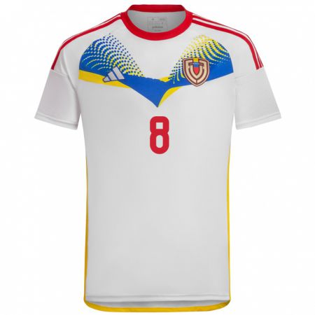 Kandiny Férfi Venezuela Giovanny Sequera #8 Fehér Idegenbeli Jersey 24-26 Mez Póló Ing