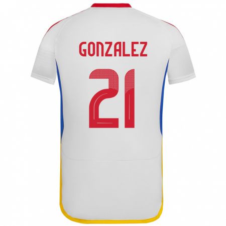 Kandiny Férfi Venezuela Alexander González #21 Fehér Idegenbeli Jersey 24-26 Mez Póló Ing