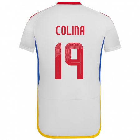 Kandiny Férfi Venezuela Junior Colina #19 Fehér Idegenbeli Jersey 24-26 Mez Póló Ing