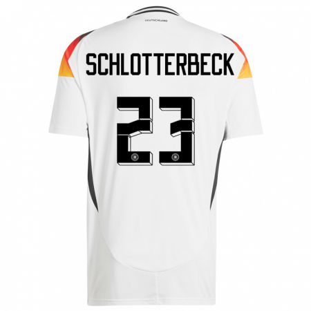 Kandiny Női Németország Nico Schlotterbeck #23 Fehér Hazai Jersey 24-26 Mez Póló Ing