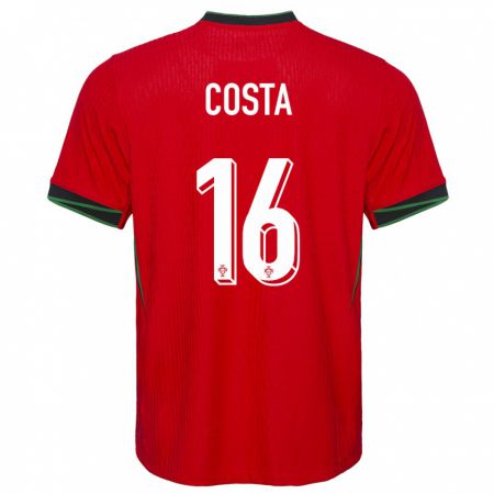 Kandiny Női Portugália David Costa #16 Piros Hazai Jersey 24-26 Mez Póló Ing