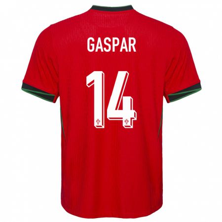 Kandiny Női Portugália Guilherme Gaspar #14 Piros Hazai Jersey 24-26 Mez Póló Ing