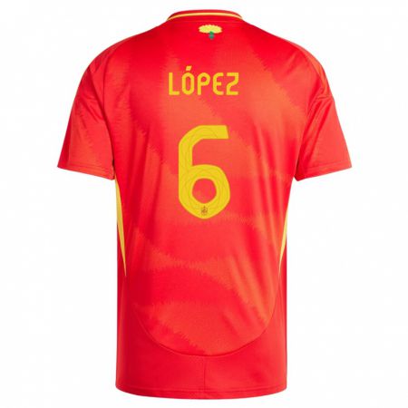 Kandiny Női Spanyolország Maitane Lopez #6 Piros Hazai Jersey 24-26 Mez Póló Ing