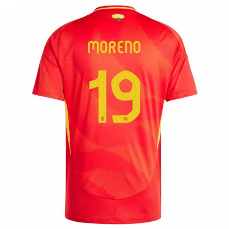 Kandiny Női Spanyolország Victor Moreno #19 Piros Hazai Jersey 24-26 Mez Póló Ing
