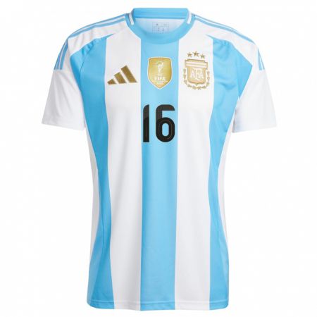 Kandiny Női Argentína Marcos Rojo #16 Fehér Kék Hazai Jersey 24-26 Mez Póló Ing