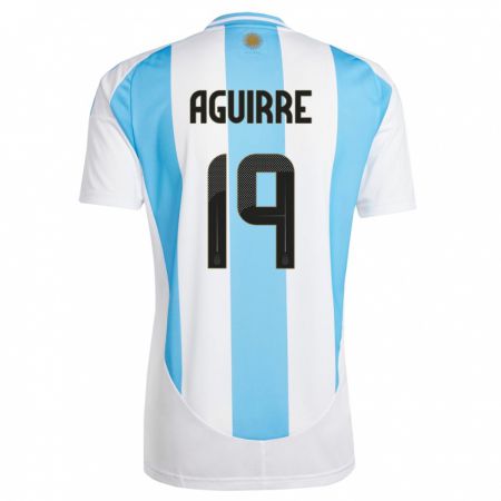 Kandiny Női Argentína Brian Aguirre #19 Fehér Kék Hazai Jersey 24-26 Mez Póló Ing