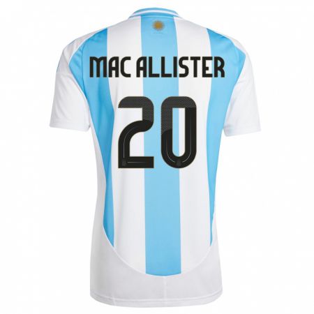 Kandiny Női Argentína Alexis Mac Allister #20 Fehér Kék Hazai Jersey 24-26 Mez Póló Ing