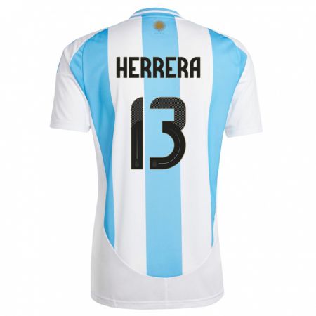 Kandiny Női Argentína Marcelo Herrera #13 Fehér Kék Hazai Jersey 24-26 Mez Póló Ing