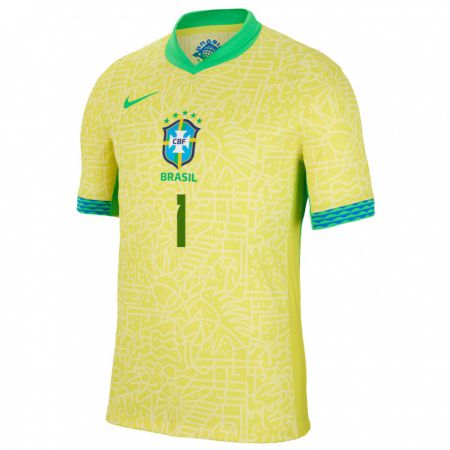 Kandiny Női Brazília Marcelo Eraclito #1 Sárga Hazai Jersey 24-26 Mez Póló Ing