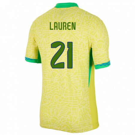 Kandiny Női Brazília Lauren Costa #21 Sárga Hazai Jersey 24-26 Mez Póló Ing