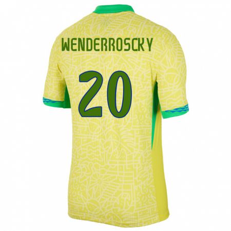 Kandiny Női Brazília Arthur Wenderroscky #20 Sárga Hazai Jersey 24-26 Mez Póló Ing