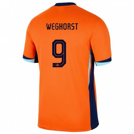 Kandiny Női Hollandia Wout Weghorst #9 Narancs Hazai Jersey 24-26 Mez Póló Ing