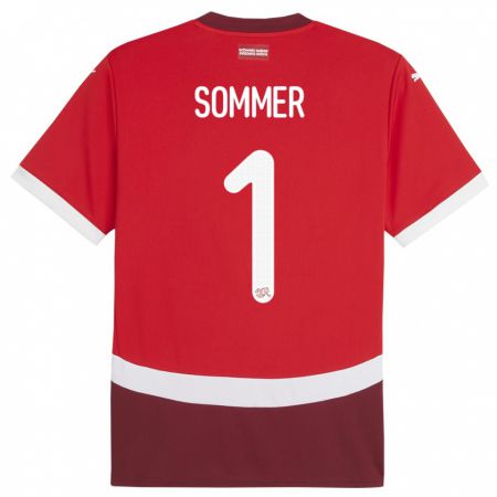 Kandiny Női Svájc Yann Sommer #1 Piros Hazai Jersey 24-26 Mez Póló Ing