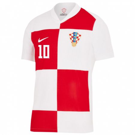 Kandiny Női Horvátország Luka Modric #10 Fehér Piros Hazai Jersey 24-26 Mez Póló Ing