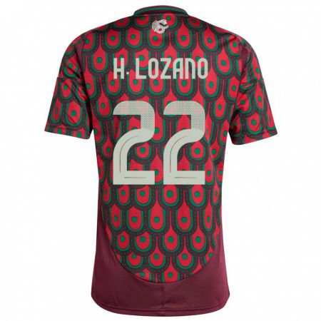 Kandiny Női Mexikó Hirving Lozano #22 Gesztenyebarna Hazai Jersey 24-26 Mez Póló Ing