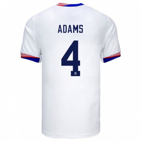 Kandiny Női Egyesült Államok Tyler Adams #4 Fehér Hazai Jersey 24-26 Mez Póló Ing