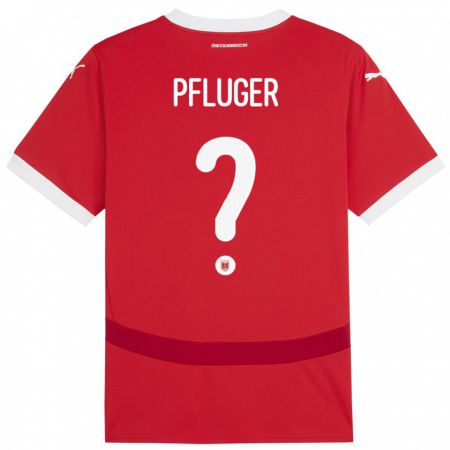 Kandiny Női Ausztria Luis Pfluger #0 Piros Hazai Jersey 24-26 Mez Póló Ing