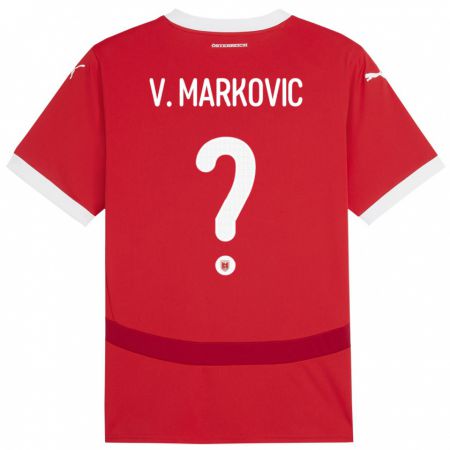 Kandiny Női Ausztria Vasilije Markovic #0 Piros Hazai Jersey 24-26 Mez Póló Ing