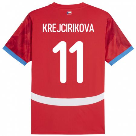 Kandiny Női Csehország Tereza Krejčiříková #11 Piros Hazai Jersey 24-26 Mez Póló Ing