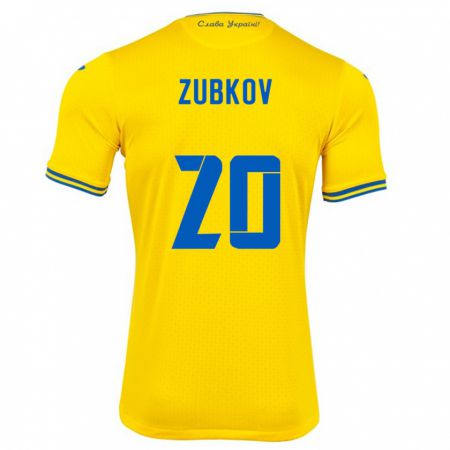 Kandiny Női Ukrajna Oleksandr Zubkov #20 Sárga Hazai Jersey 24-26 Mez Póló Ing