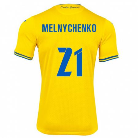 Kandiny Női Ukrajna Maksym Melnychenko #21 Sárga Hazai Jersey 24-26 Mez Póló Ing