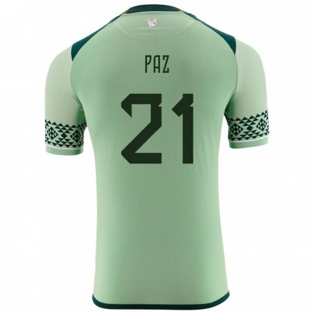 Kandiny Női Bolívia Luis Paz #21 Világos Zöld Hazai Jersey 24-26 Mez Póló Ing