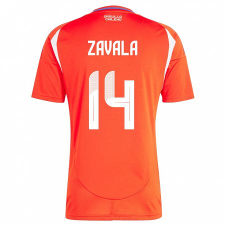 Kandiny Női Chile Cristián Zavala #14 Piros Hazai Jersey 24-26 Mez Póló Ing