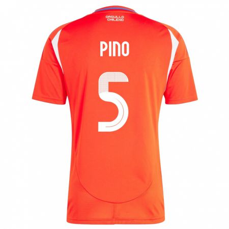 Kandiny Női Chile Sebastián Pino #5 Piros Hazai Jersey 24-26 Mez Póló Ing