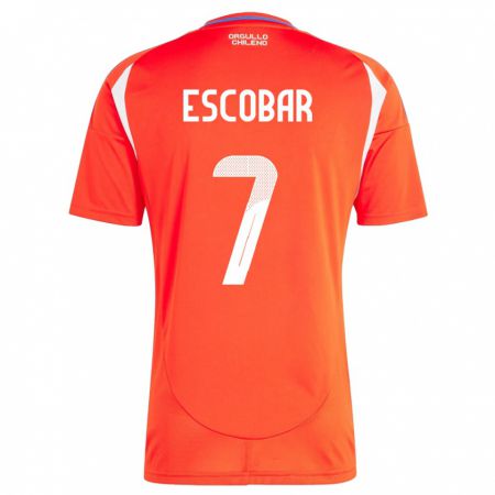 Kandiny Női Chile Bastián Escobar #7 Piros Hazai Jersey 24-26 Mez Póló Ing